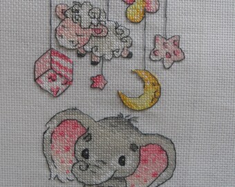 Point De Croix Naissance Elephant Etsy France
