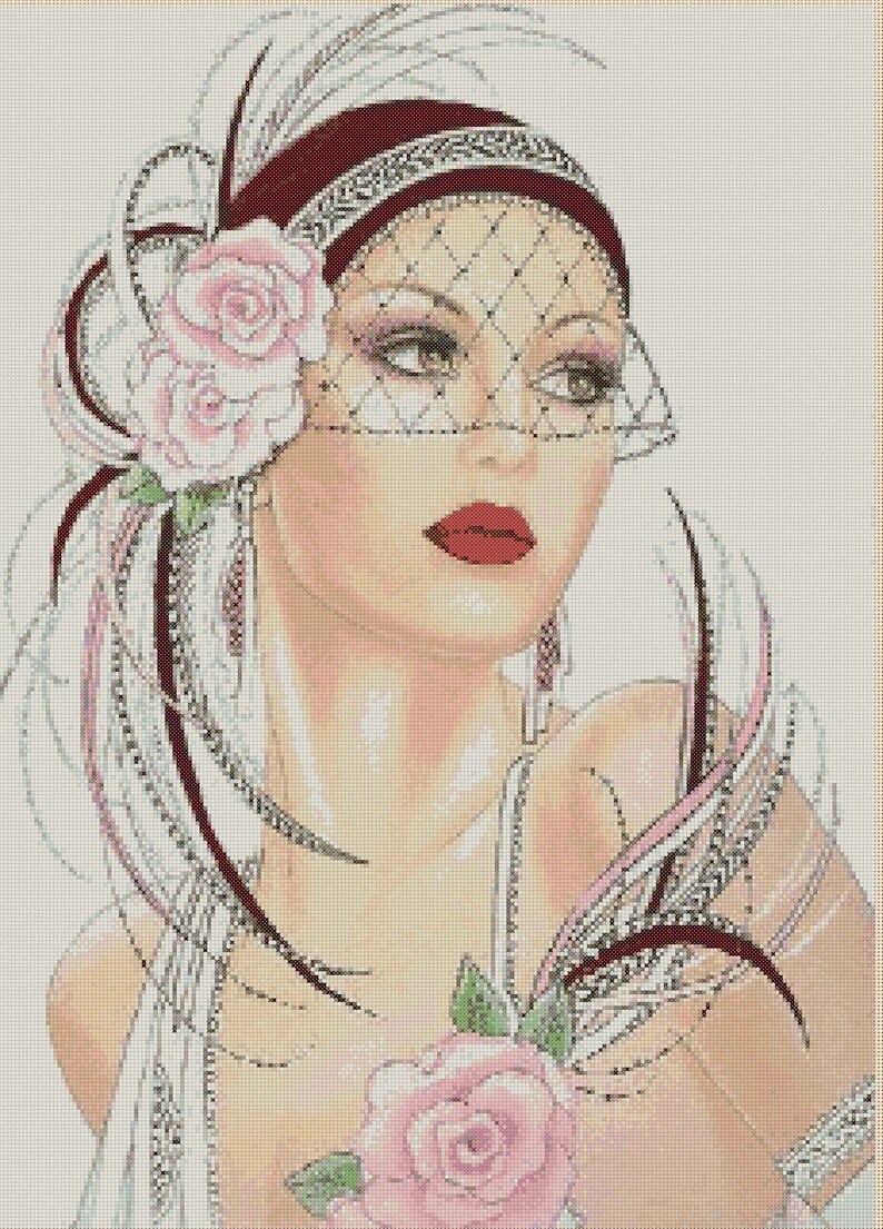 Cross Stitch Chart Art Deco Lady 198 - Etsy