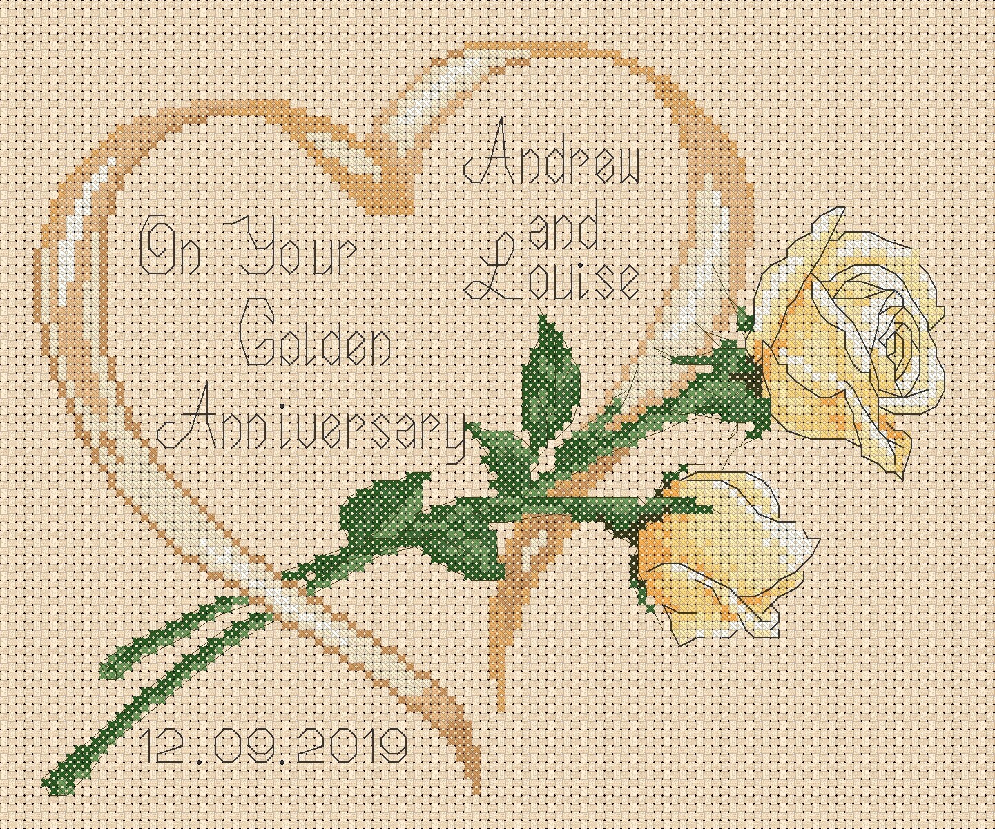 Kreuzstich Diagramm Goldene Hochzeit Jahrestag Sampler Rosen Etsy