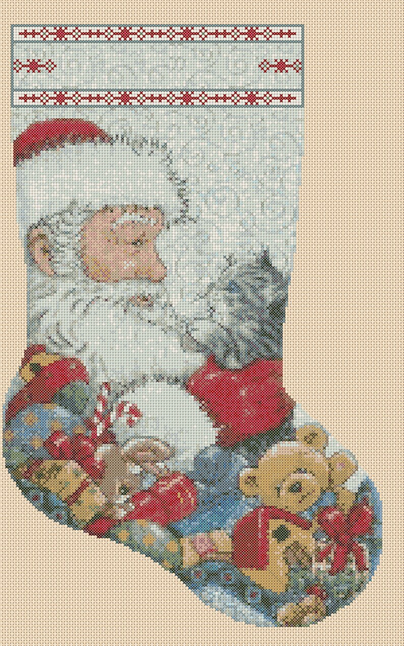 Cross Stitch Chart Christmas Stocking Christmas Santa Claus Etsy