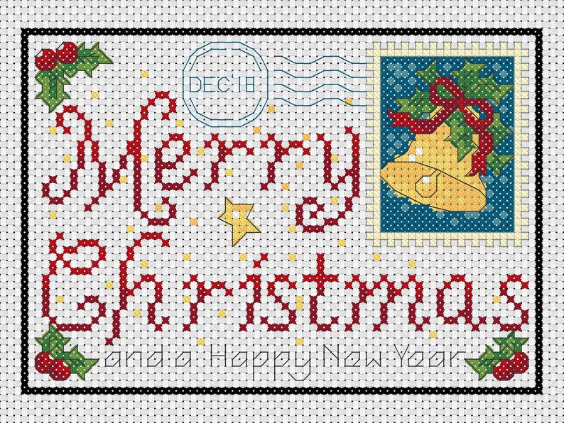 Cross Stitch Chart Christmas Postcards 9 Variations Etsy UK