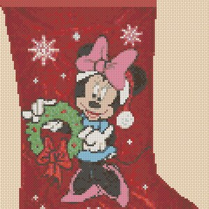 cross stitch chart Christmas Stocking minnie mouse