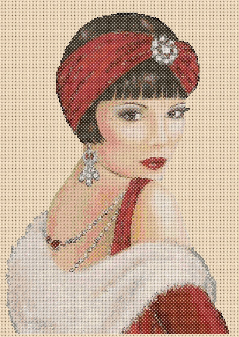 Cross Stitch Chart Art Deco Lady 57 Etsy