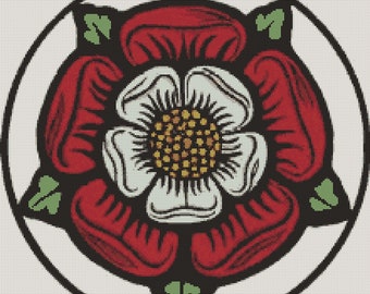 Tudor Rose cross stitch chart Tudor Rose Stained Glass Style - 3 No. 452