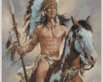 cross stitch chart Indian Warrior No. 70