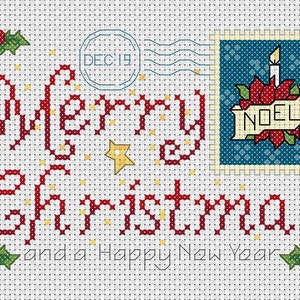 cross stitch chart Christmas Postcards 9 variations