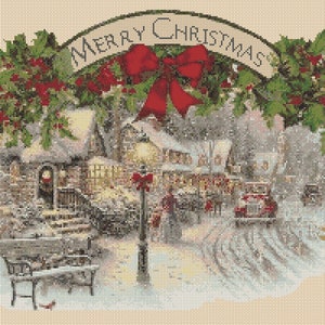 cross stitch chart Christmas Village Scene no. 158a