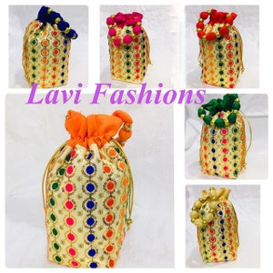 Indian designer Potli bags Pack Of 10/ return gifts/ party wear/ festive/ wedding bags/ designer bags/ thamboolam bags/ housewarming bags