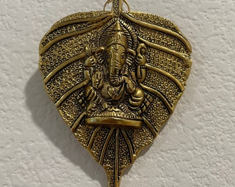 Leaf Ganesha Metal Wall Hanging Pack Of 5 | Door Decor | Diwali Gift | Ganesh Wall Art | Housewarming Gift | Indian Wedding & Pooja Favor