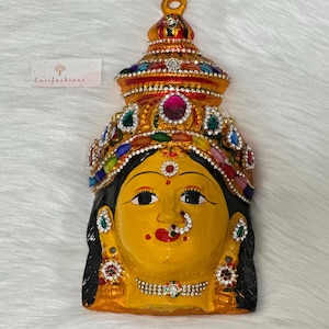 Indian Lakshmi Face Idol 8”| Gowri Devi Face for Pooja | Varamahalakshmi Vratam Decor | Goddess Face | Lakshmi Idol for Festival|Devi Pooja