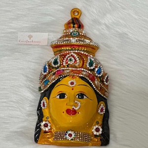 Indian Lakshmi Face Idol 8”| Gowri Devi Face for Pooja | Varamahalakshmi Vratam Decor | Goddess Face | Lakshmi Idol for Festival|Devi Pooja