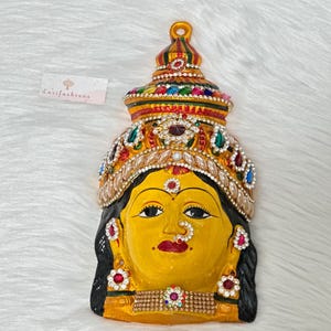 Indian Lakshmi Face Idol 8”| Gowri Devi Face for Pooja | Varamahalakshmi Vratam Decor | Goddess Face | Lakshmi Idol for Festival|Devi Pooja