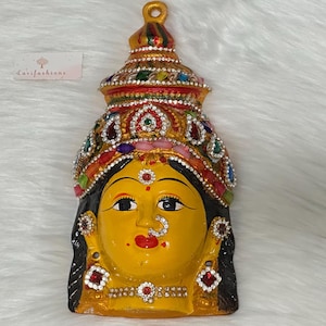 Indian Lakshmi Face Idol 8”| Gowri Devi Face for Pooja | Varamahalakshmi Vratam Decor | Goddess Face | Lakshmi Idol for Festival|Devi Pooja