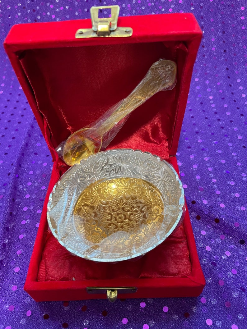 1 Silver and Gold Plated Bowl 4 Inches/ Annaprasana/ Dry Fruit Etsy