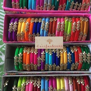 Handmade Silk Thread Bangles | Indian Wedding Jewelry | Saree Accessories | Bridal Bangles | Festive Gift for Her | Kundan Bangles 画像 8