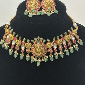 Jadau Kundan Ganesha Pendant Choker Necklace Set with Earrings | Traditional Indian Jewelry |Festive Gift for Her