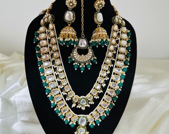 Bridal Kundan necklace Set Indian gold With Green bridal Necklace Set