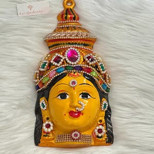 Indian Lakshmi Face Idol | Gowri Devi Face for Pooja | Varamahalakshmi Vratam Decor | Goddess Face | Lakshmi Idol for Festival | Devi Pooja