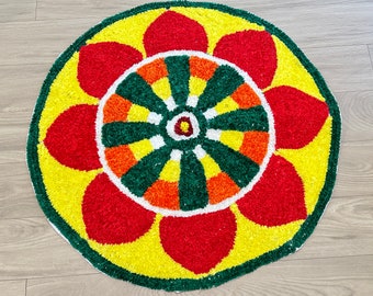 Ethnic rangoli mat 3 feet/ pooja mat/ decor mat/ festive/ Diwali/ Dusshera/ rangoli