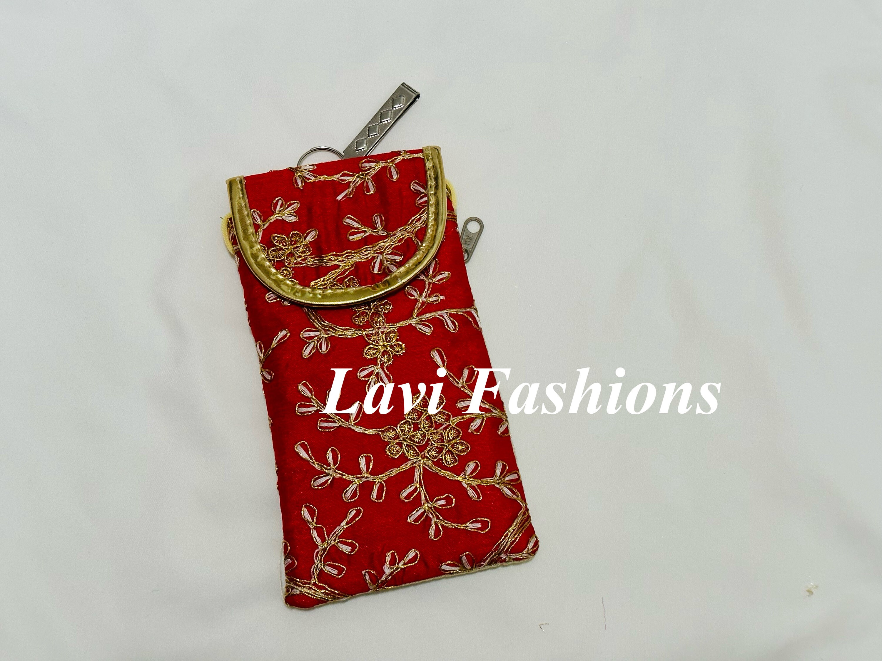 1 Embroidery Mobile Pouch With Handle return Gifts Saree Mobile