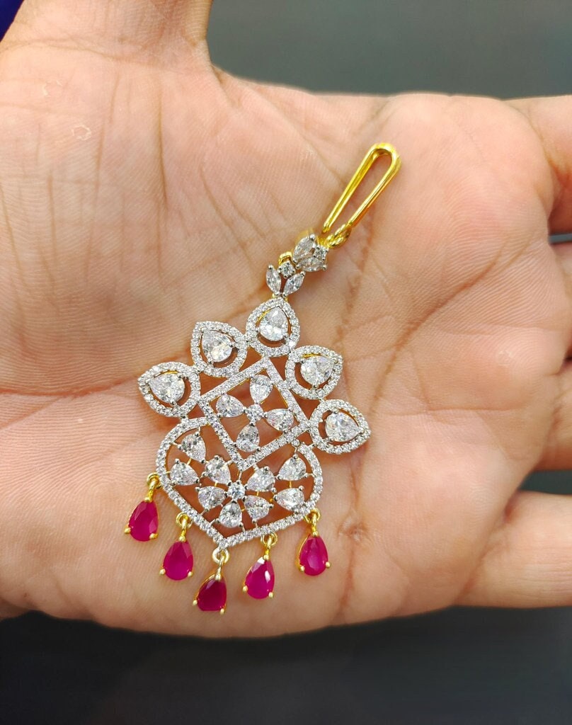 Diamond Finish Maang Tika Papidi Billa Saree Jewelry Hair Jewelry Etsy Canada