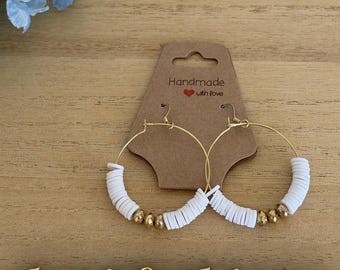 Handmade Clay Bead Hoop Earrings | Colorful Polymer Clay Hoops | Trendy Boho Earrings | Summer Jewelry | Gift for Her