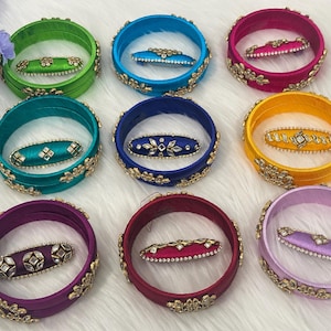 Silk Thread Bangles And Saree Pins Combo/ Bangles For Gifting/ Indian Saree Bangles/ Handmade Indian Bangles/ Indian Saree Pins