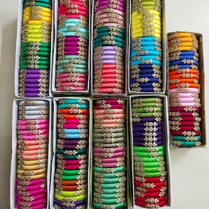 Handmade Silk Thread Bangles | Indian Wedding Jewelry | Saree Accessories | Bridal Bangles | Festive Gift for Her | Kundan Bangles 画像 5