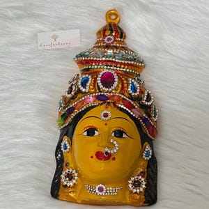 Indian Lakshmi Face Idol 8”| Gowri Devi Face for Pooja | Varamahalakshmi Vratam Decor | Goddess Face | Lakshmi Idol for Festival|Devi Pooja