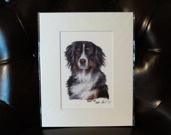 Bernese Mountain Dog Signed and Matted Print
