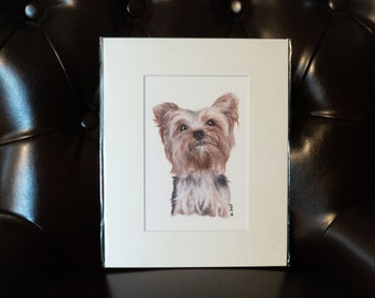 Yorkshire Terrier Signed and Matted Print
