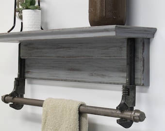 Shelf with towel rack; Bathroom shelf; Towel bar with shelf