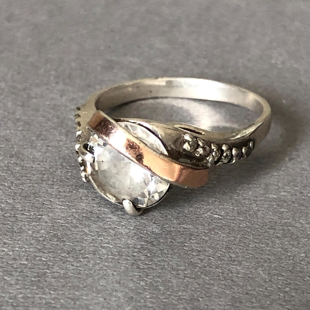 Vintage Silver 925 and Gold 375 Ring With Stones - Etsy