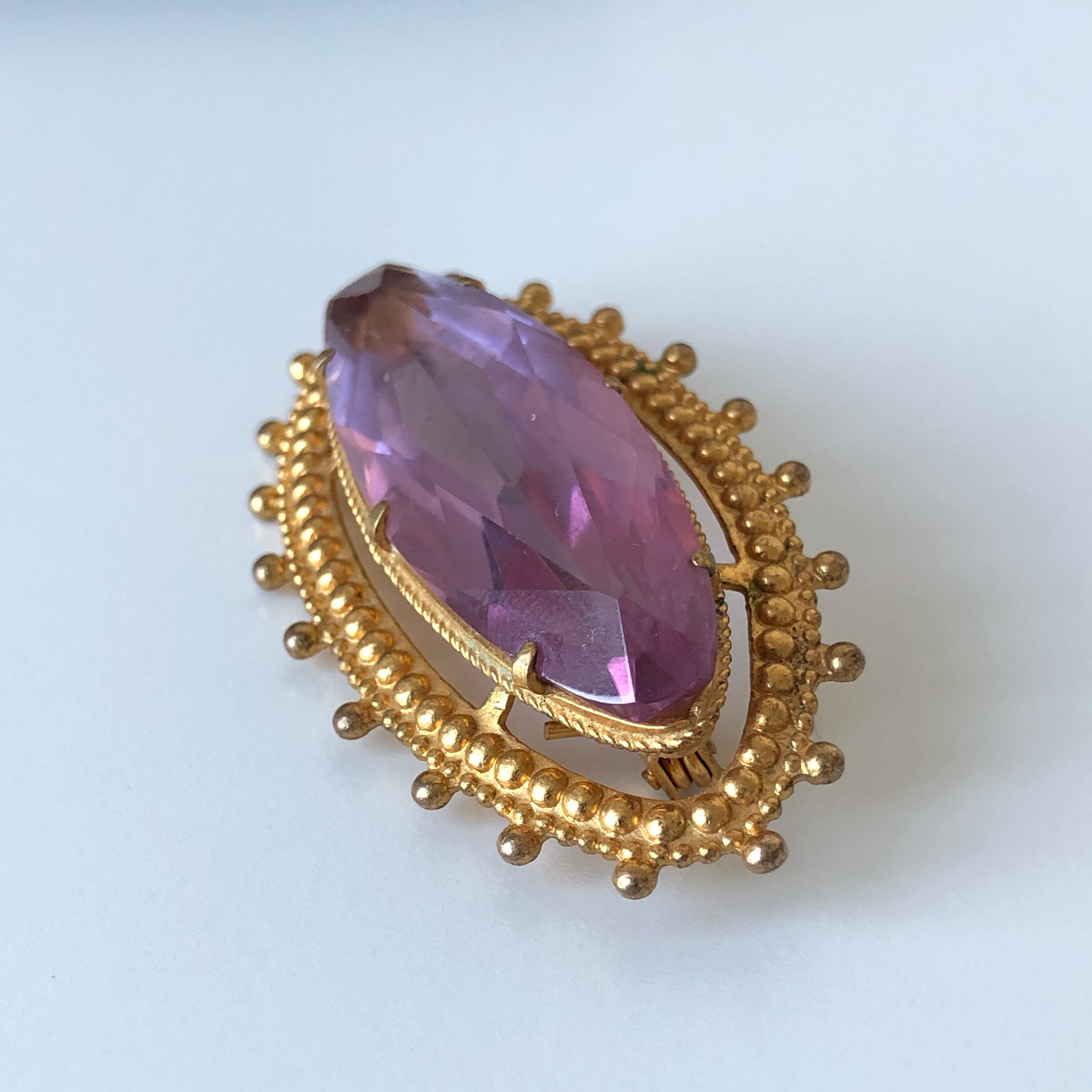 Broche Vintage Plaquée Or - Bijou Ancien Occasion - Style Rétro
