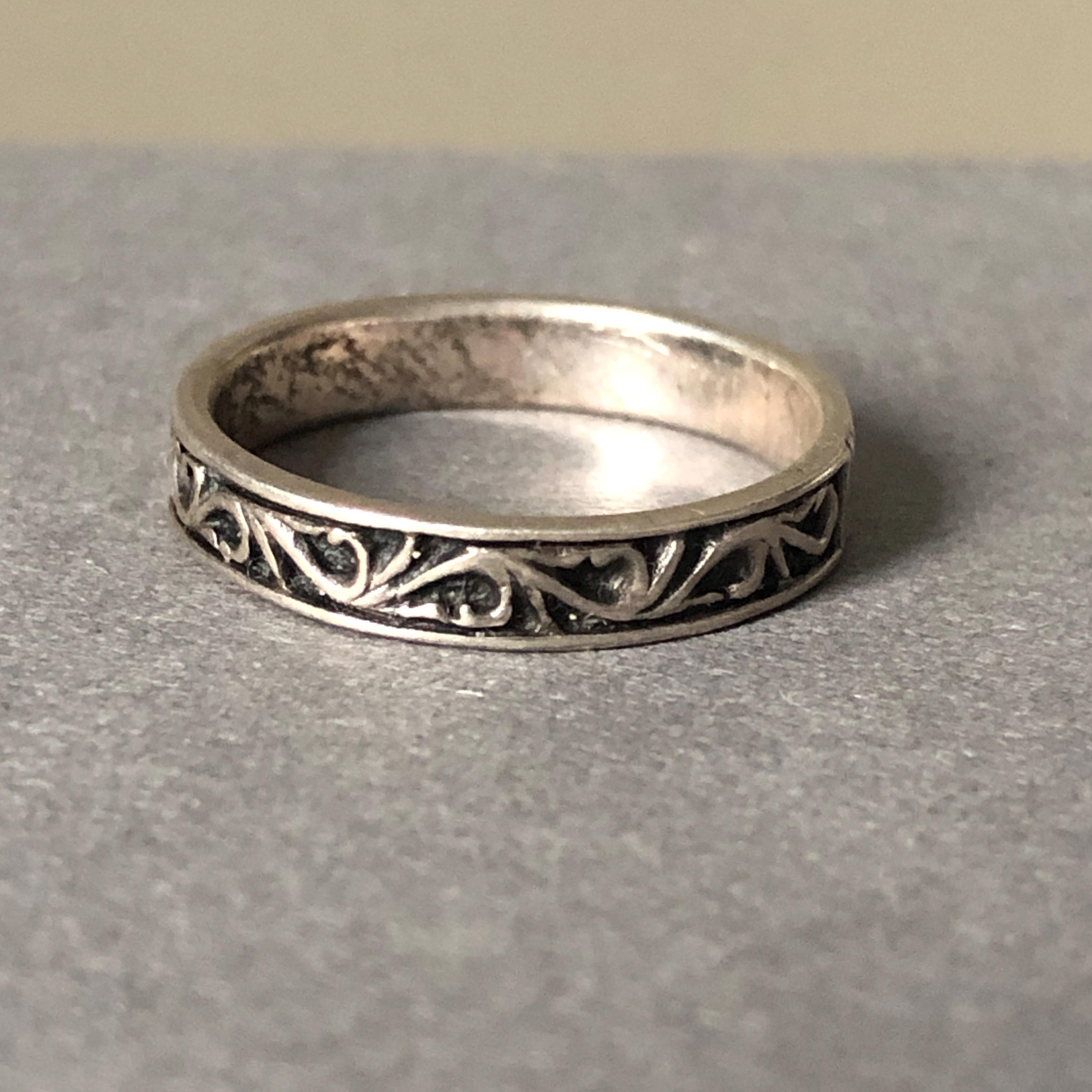 Bague Chanel Bague Ancienne En Argent Massif 925 - Jonc Alliance Simple Avec Zircon, Occasion Bague Argent Massif 925