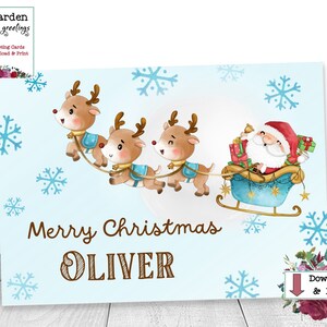 Personalized Christmas Card Add Child’s Name, FUN Santa and Rudolph, Easy Printable Card for your Kids, Digital Download & Print