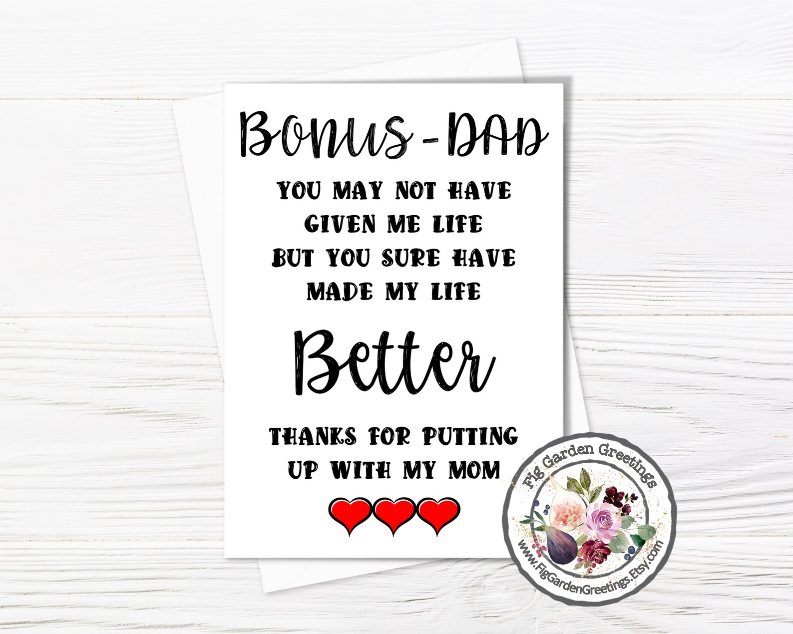 Bonus Dad Fathers Day Card for Step Daddy Printable Card Instant ...