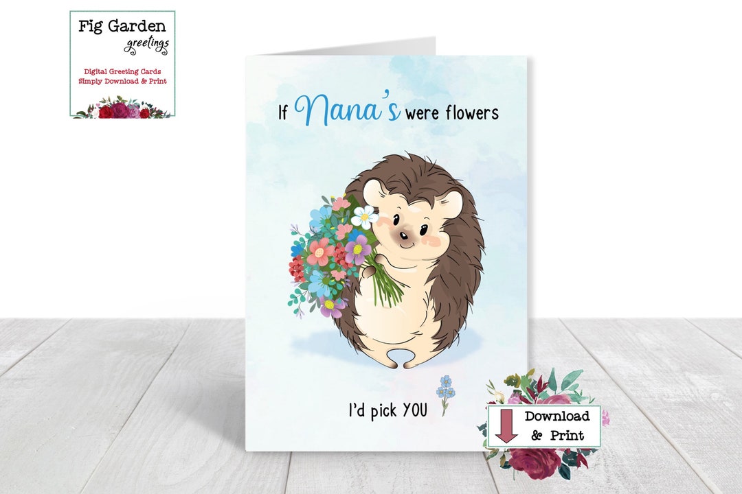 Printable Nana Birthday Card, Personalized Thinking of You Note for ...