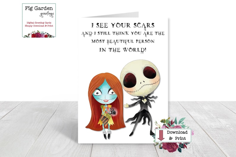 Printable Jack and Sally I See Your Scars Card Inspirational | Etsy