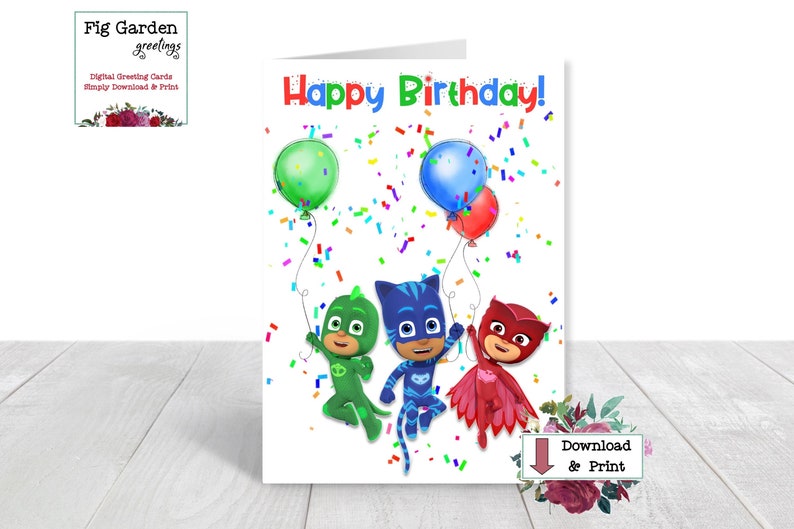 PJ Masks Birthday Card Printable PJ Mask Birthday Card Fun Etsy Australia