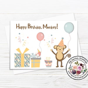 Monkey Birthday Card, Printable Card for Your Little Monkey, Great for ...