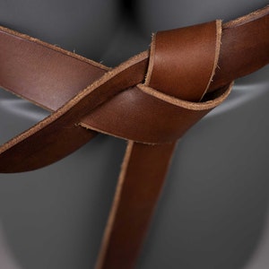 Women Self Tie Belt with Bow in Papaya Leather, Woman Belt in Full Grain Leather, 5 Leather Colors, Handmade in Italy, Italian Design image 2
