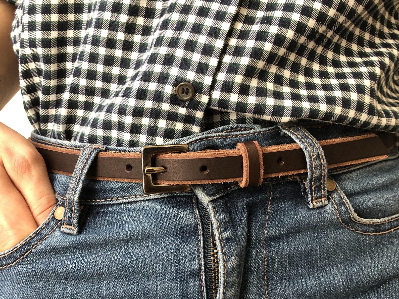 thin tan belt
