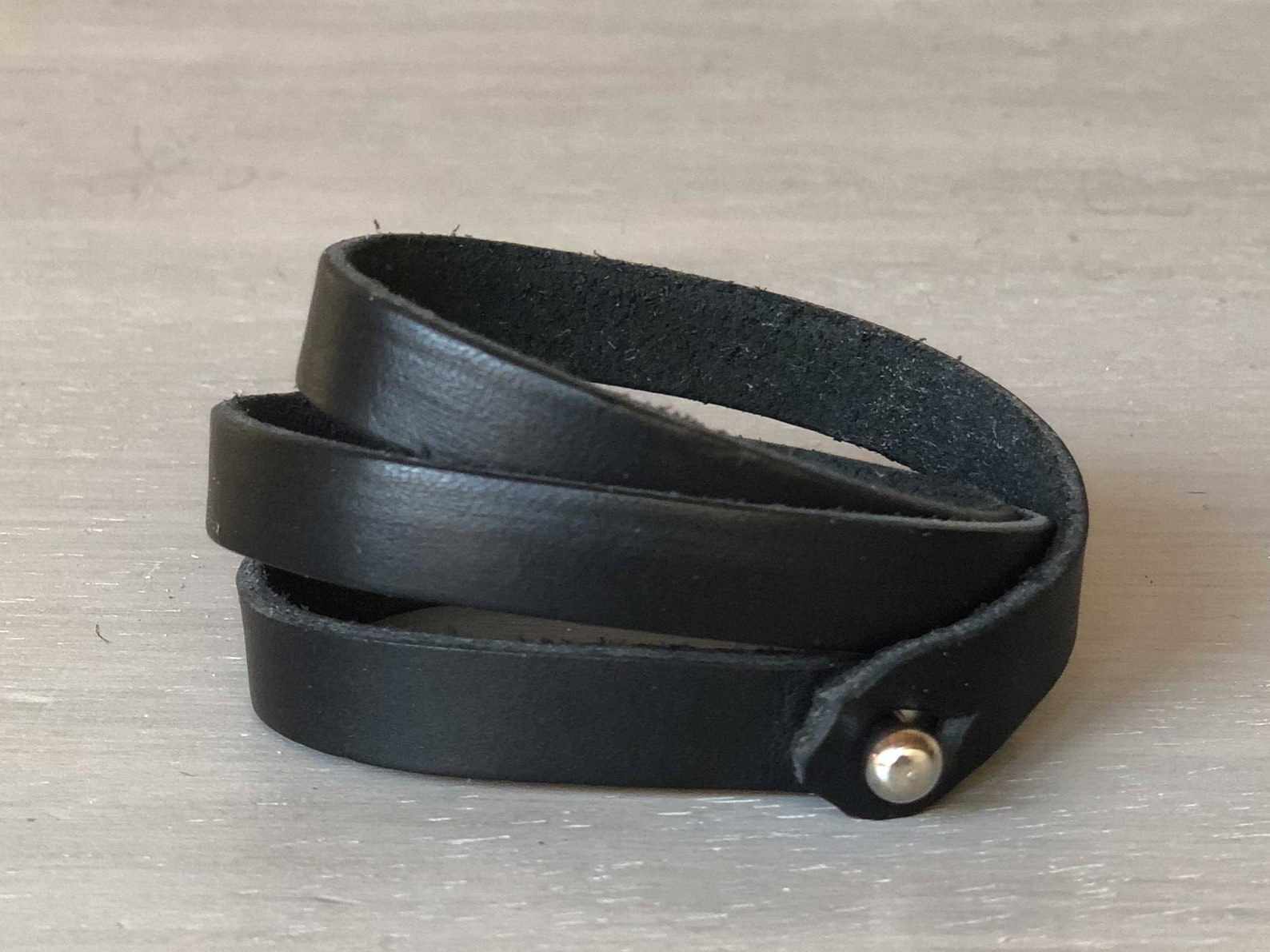 Leather Wrap Bracelet Black Leather Bracelet Full Grain | Etsy
