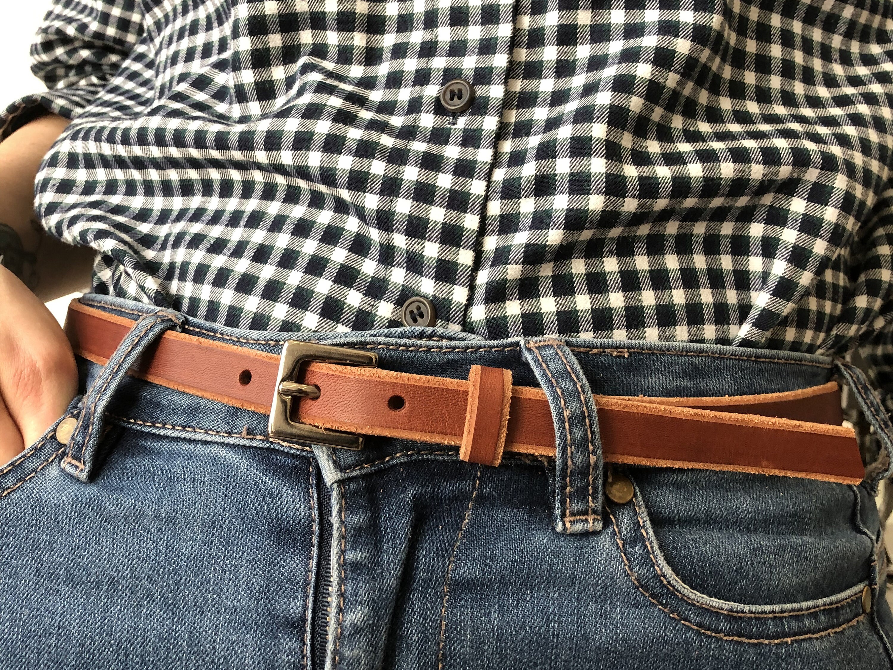thin tan belt