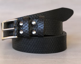 Brass Buckle Burgundy Embossed Reptile Pattern belt Vintage Maroon Vinyl Belt Classic Elegant Trouser belt