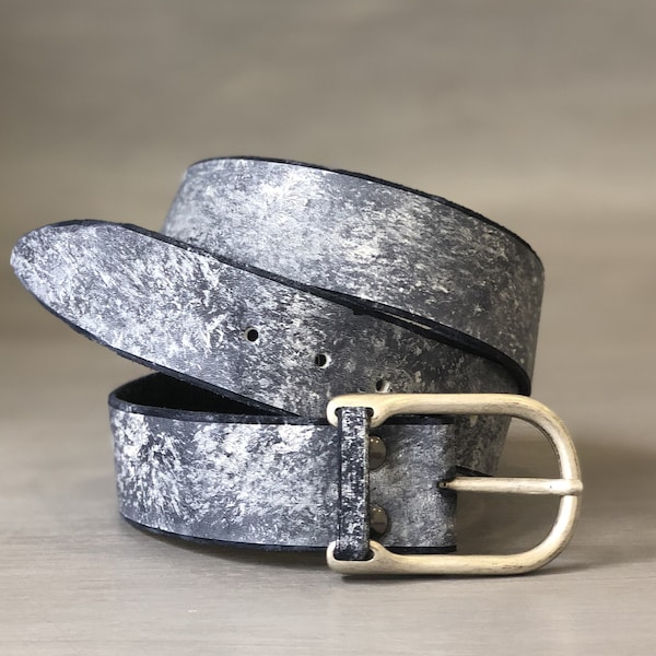 Gray Leather Belt - Etsy