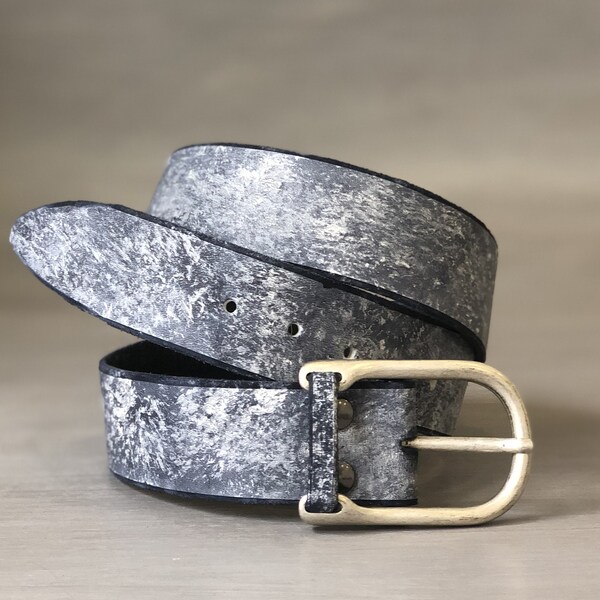 Full Grain Handmade Leather Belt - Grey main image 1
