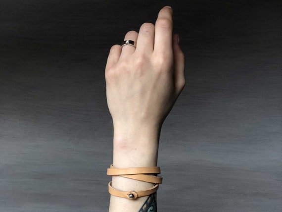 Leather Wrap Bracelet Tan Leather Bracelet Full Grain Leather