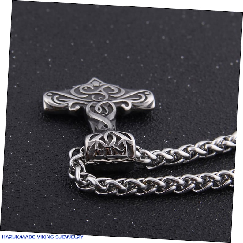 Handmade Stainless Steel and Silver Viking Jewelry for Men and Women Nordic viking thor/'s hammer Odin rune pendant necklace